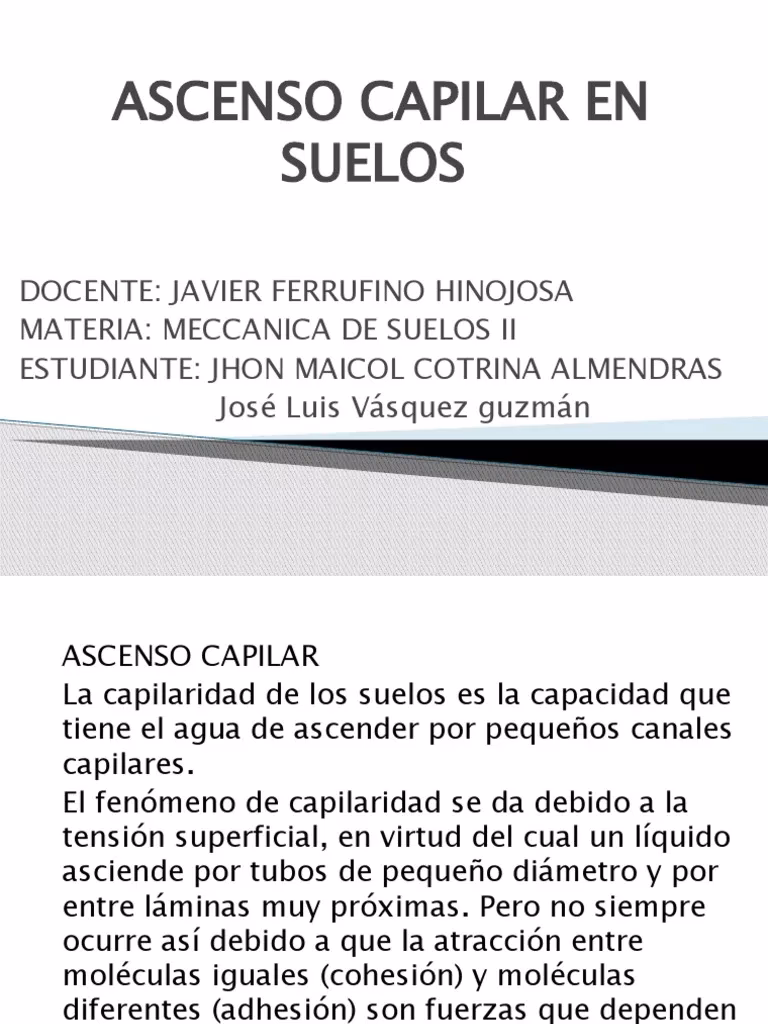 ¿Qué es la capilaridad en los suelos?