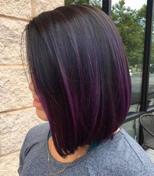 ¿Qué pasa si aplico tinte morado en cabello negro?
