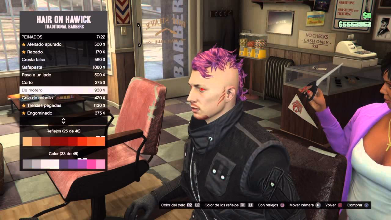 ¿Cómo cambiar el color de tu cabello en GTA V online?