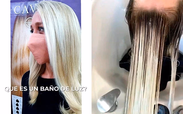 ¿Cuánto tiempo debo dejar un baño de luz en el cabello?