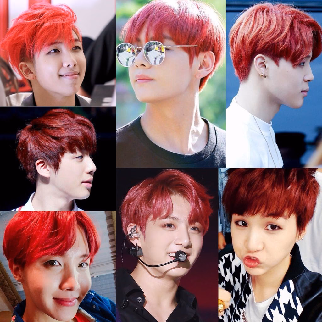 ¿Qué miembro de BTS tiene cabello rojo?