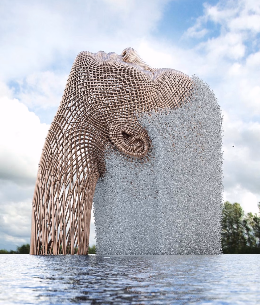 ¿Dónde se exhibe la escultura Cabeza de mujer con cabello?