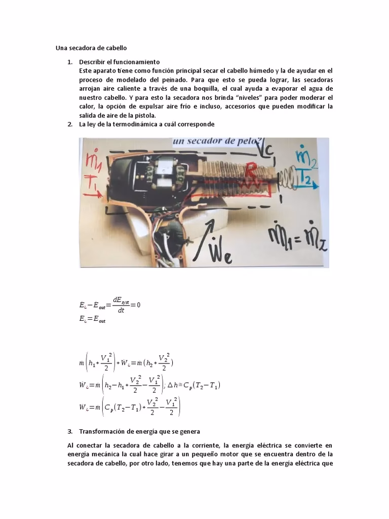 ¿Qué energía está implicada en un secador de pelo?