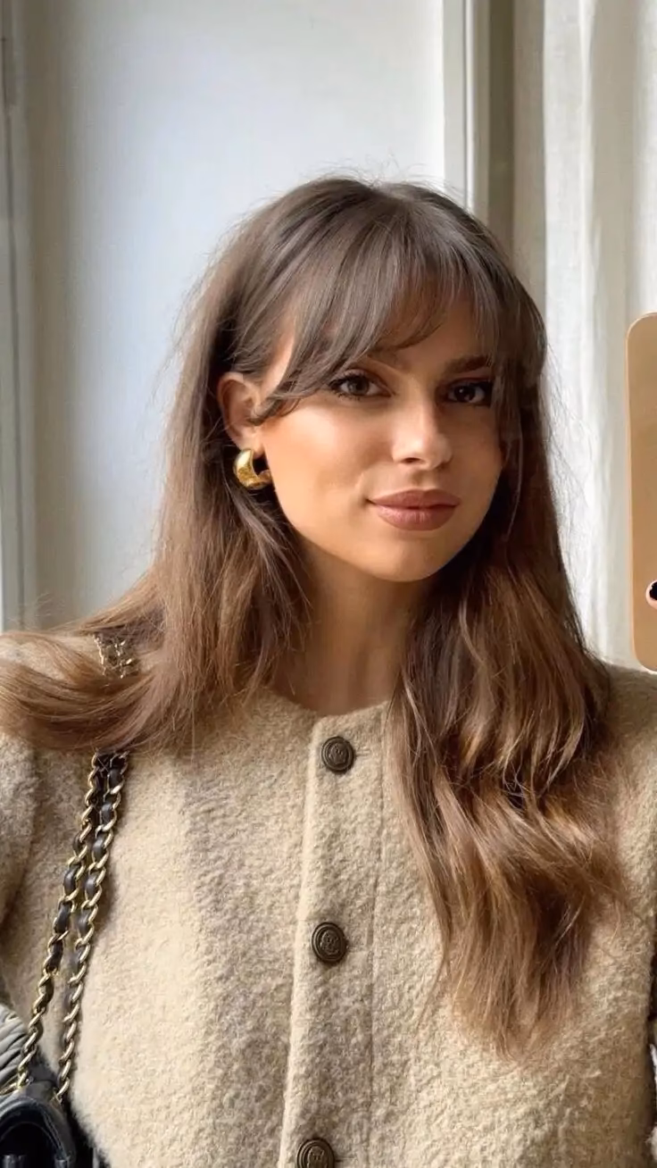 ¿Qué flequillo favorece al cabello largo?