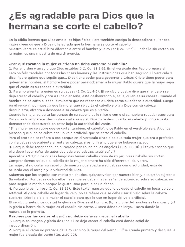 ¿Qué dice la Biblia sobre cortarse el cabello las mujeres?